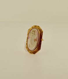 10K yellow gold 1 x 0.5 inch elongated oval shell cameo brooch Antique Oval Brooch Jewelry, Heirloom Yellow Gold Cameo Brooches, Antique Oval Cabochon Brooch For Formal Occasions, Oval Cameo Brooches As Gift, Victorian Oval Brooch Jewelry, Victorian Oval Brooch, Classic Oval Brooches, Oval Brooches For Formal Occasions, Classic Cameo Collectible Brooches