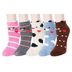 PRICES MAY VARY. 【SIZE & PACKAGE】The ankle socks for women girls fit for women shoe size US 5-9. The socks fit any adults or teenager who love cute novelty things. 5 pairs of patterned novelty socks for women girls come in each plastic zippered bag. 【Fun Design】: Novelty ankle socks are very exquisite in workmanship, with pretty and funny rabbit, flower, etc. These fancy print socks will make you feel relax wherever you go and brighten up your day along the way. Each pair has its unique pattern Casual Multicolor Soft Socks, Casual Soft Multicolor Socks, Casual Pink Hosiery, Cute Super Soft Socks For Stocking Stuffers, Cute Cotton Socks, Cute Multicolor Socks, Cute Multicolor Winter Socks, Casual Pink Hosiery For Winter, Fun Ankle Socks