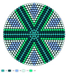 an image of a circular object made out of circles and dots in green, blue, and purple