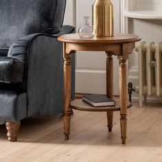 Traditional Peroba Round Side Table – Classic Two-Tier Design - Decor interiors Brown Side Table, Classic Side Table, Small Round Side Table, Round Wood Side Table, Drum Side Table, Side Table Decor, Reproduction Furniture, Carved Legs, Wooden Side Table