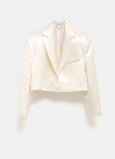 Cropped silk blend blazer Hand Makeup, Concept Clothing, Crop Blazer, Magda Butrym, Sneaker Jewelry, Vestidos Vintage, Cropped Blazer, Cool Socks, White Satin