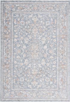 an area rug with blue and beige colors