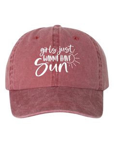 "Girl Just Want Sun - Dad Hat Perfect For A Girl Trip! Also Available In Different Colors! HAT BRAND & MATERIAL: Mega Cap - Pigment Dyed Cotton Twill Cap - 7601A - 100% cotton pigment dyed twill - Unstructured, six-panel, low profile - Self-fabric sweatband and six sewn eyelets - Self-fabric strap with brass snap buckle and sewn grommet - Adult Sizing: 6 5/8\" - 7 3/8\" - Design is printed with premium vinyl Any questions, please message us before placing your order and we would be more than gla Thirty Af, Bachelorette Hats, Blank Hats, Dirty Thirty, 30th Bday, Bday Gift, 50 And Fabulous, Mom Hats, 70th Birthday Gifts