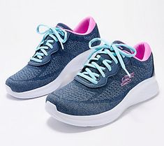 These too-cute lace-up sneaks are supremely comfortable and seriously stylish. From Skechers. Sketcher Shoes, Sketchers Shoes, Party Mix, Final Touch, Coat Women, Up Styles, Sneakers Fashion, The Go, Women Fashion