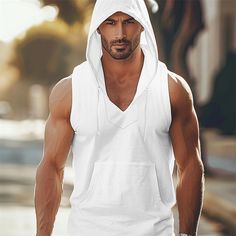 Season:Summer; Sleeve Length:Sleeveless; Gender:Men's; Style:Muscle,Fashion,Designer; Tops Type:Sleeveless Shirt,Vest Top,Undershirt,Tank Top; Occasion:Gym,Outdoor,Going out; Pattern:Plain; Design:Front Pocket; Neckline:Hooded; Listing Date:03/20/2024; Bust:; Length: Tuxedo Shirt Men, Undershirt Tank Top, Cheap Tank Tops, Womens Basic Tops, Mens Outdoor Jackets, Outwear Women, Gym Tank Tops, Linen Shirt Men, Summer Attire