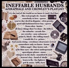 a poster with words and pictures on it that say infable husband's bizarre and crowey's playlist