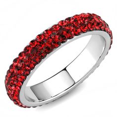 Description Grab one of these luxurious rings with the top-grade crystal before it's too late! Its high polished surface makes it a phenomenal option for any celebration or occasion. It also makes the most beneficial gift for your beloved person! Product Features: Stainless steel ring with top grade crystals Stone color: Siam Stone shape: round Stone setting: pave Band style: straight Stainless steel band with a high polished (no plating) finish Ring size: women's 8 Weight (approx): 1.55 (g) Material(s): stainless steel/crystals Product Specifications Weight Width Height Depth 0.01 LBS 3.00" 3.00" 3.00" Warning: CHOKING HAZARD-Small Parts Adult Supervision Required. Ruby Eternity Band, Ruby Bands, Luxe Jewelry, Trendy Fashion Jewelry, Pave Band, Stainless Steel Ring, Crystal Wedding, Elegant Ring, Summer Photos