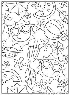 coloring pages for kids with the theme of summer