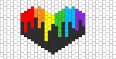 an image of a pixellated heart with colors on the outside and inside that is black, white, yellow, red, green, blue, pink, orange