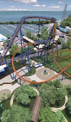 an artist's rendering of the roller coaster at six flags amusement park