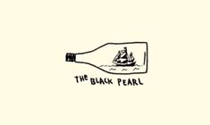 a drawing of a bottle with a ship in it that says, the blank pearl