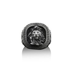 Maned Lion Handmade Sterling Silver Men Signet Ring, Lion Animal Signet Ring, Leo Zodiac Sign Ring, Leo Astrology Signet Ring, Lion Jewelry * This Lion ring is stylish and pretty ideal for everyday use. The engraving details of the 925k handmade silver ring are very detailed and eye-catching. The ring is coated with oxide to emphasize the details of handmade engraving * ★Item Details *  Material: 925K Sterling Silver *  Total weight: 16.00 Grams ( For 11 USA Size)  *  Ring Diameter: 2.20 Cm ( 0. Men Signet Ring, Leo Astrology, Lion Jewelry, Leo Zodiac Sign, Lion Ring, Classic Accessories, Leo Zodiac, Engraved Jewelry, Silver Rings Handmade