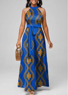 Color:Blue;Size:S;Size:M;Size:L;Size:XL;Size:XXL;Package Contents:1 X Dress , 1 X Belt;Occasion:Other;Style:Casual; Belted Maxi Dress, Latest Dress For Women, Fashion Traditional, Dinner Dress Classy, Blue Maxi Dress, Fashion Dresses Online, African Print Fashion Dresses