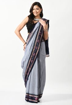 Presenting this elegant and classy Saree exclusively from Craftnirmit. Made from luxurious fine cotton, the sari is woven within the traditional Ikat Orissa weavers by hand that give the exotic look to saree. And this saree comes with geometric Pattern. It is furthered designed with a contrast striped Pallu and temple border that give the vibrant and classic traditional look. Classy Saree, Saree Pattern, Sambalpuri Saree, Cotton Saree Designs, Western Outfits Women, Abstract Drawings, Western Outfits, Cotton Saree, Saree Designs