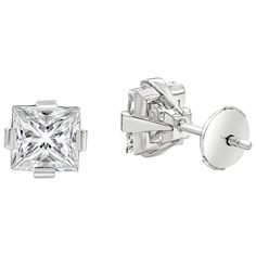 A elegant pair of stud earrings showcasing two perfectly matched GIA Certified princess cut diamonds weighing 3.02 carats total, I Color and VS1-VS2 in Clarity. Compass set in a modern basket and Finely made in Platinum. 0.32 inches in width and 0.22 inches in depth. Roman Malakov is a custom house, specializing in creating anything you can imagine. If you would like to receive a special quote on a custom piece please message or call us. Classic Formal Earrings With Tension Setting, Elegant White Gold Diamond Earrings With Tension Setting, Elegant White Gold Earrings With Tension Setting, Luxury Formal Earrings With Tension Setting, Gia Certified Platinum Earrings For Formal Occasions, Formal Silver Diamond Earrings With Tension Setting, White Gold Sterling Silver Earrings With Tension Setting, White Gold Earrings With Tension Setting As Gift, Gift White Gold Earrings With Tension Setting