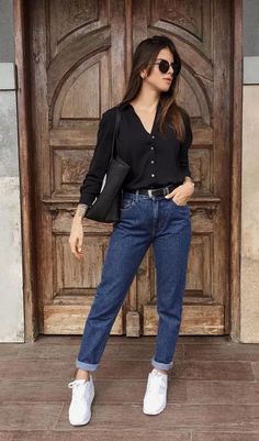 Outfits Con Jeans, Jeans Outfit Women, Casual College Outfits, Outfit Mujer, Casual Day Outfits