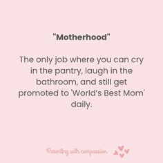 a pink background with the words motherhood on it