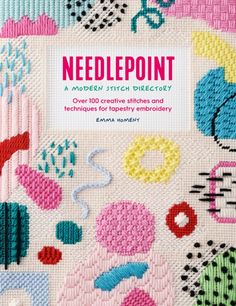 needlepoint book cover with colorful designs on it