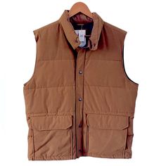 Nwt-Gap Mens Waterproof Heavy Vest Size Large Deep Tan No Flaws Smoke Free Casual Insulated Outerwear For Outdoor Work, Winter Utility Vest For Outdoor Activities, Utility Vest For Winter Outdoor Activities, Utility Vest For Outdoor Winter Activities, Winter Utility Vest For Outdoor Work, Casual Waterproof Outdoor Vest, Rugged Winter Vest For Outdoor Activities, Casual Weatherproof Outerwear For Outdoor Work, Casual Brown Waterproof Outerwear