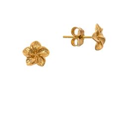 14k Yellow Gold Plumeria Flower Post Earrings With Push-Friction Butterfly Back Image Enlarged To Show Detail. Weight/Sizes Approximate Made In The U.S.A. Post Earrings, Plumeria Flower 7.2mm X 7.2 Mm 0.8 Grams Mcqgte724 Asian Gold Earrings, Fine Jewelry Yellow Gold Flower Earrings, Body Jewelry Diy, Beachy Earrings, Crystal Jewelry Necklaces, Gold Flower Earrings, Earring Inspo, Flower Earrings Gold, Music Jewelry