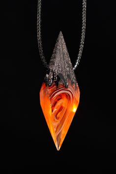 Fire Pendant, Fire Theme, Jewellery Resin, Fire Necklace, Uncommon Gifts, Unusual Necklace, Wolf Jewelry, Clever Gift