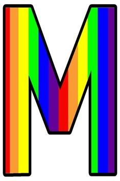 the letter m is made up of multicolored stripes