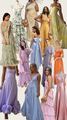 many different types of dresses are shown in this image