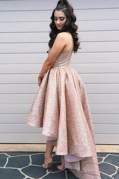 Elegant Pink Sleeveless Dress For Homecoming, Sleeveless Bridesmaid Dress For Homecoming And Prom, Elegant Pink Sleeveless Homecoming Dress, Pink Sleeveless Dress For Prom, Rose Gold Prom Dresses, High Neck Prom Dresses, Rose Gold Prom Dress, Black Chiffon Top, High Low Prom Dress