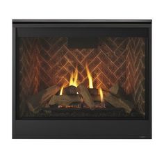 an electric fireplace with logs and flames