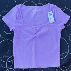 Nwt Hollister Short Sleeve Top Size Small, Slightly Cropped, Square Neck Purple, Lavender Color Waffle Knit Fabric, Soft Cute Cut Please Don’t Hesitate To Ask Any Questions! Bundle For Huge Discounts & I Ship Same Or Next Business Day Casual Purple Seamless Tops, Casual Seamless Purple Tops, Purple Seamless Summer Tops, Purple Ribbed Summer Tops, Purple Ribbed Tops For Summer, Summer Purple Ribbed Tops, Summer Ribbed Purple Tops, White Floral Shirt, Hollister Crop Tops