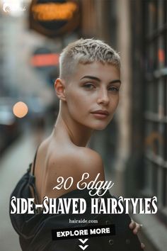 7 Chic Side Shaved Hairstyles for Women Super Short Blonde Haircuts, Short Hair Side Shave For Women, Womens Pixie Haircut Shaved Sides, Short Haircut With Shaved Side For Women, Very Short Hair Shaved Sides, Pixie Hairstyles With Fade, Short Shaved Mullet, Short Short Blonde Hair, Jet Black Pixie Haircut