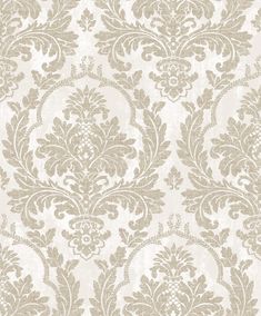 Damasco Platino Cream/Brown Wallpaper from Cottage Chic Collection by Galerie Wallcoverings Ivory Print Wallpaper, French Wallpaper The Home Depot, Pink Damask Wall Paper, Damask Wallpaper Bedroom The Home Depot, Wallpaper Bathroom Beige Tile, Motif Arabesque, Damask Patterns, Art Motifs, Antique Wallpaper