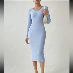 Light Blue Size M Never Used Off The Shoulder Sweater Dress, Blue Sweater Dress, Off The Shoulder Sweater, Dress For Spring, Shein Dress, Shein Dresses, Fall Color, Shoulder Sweater, Fall Colors