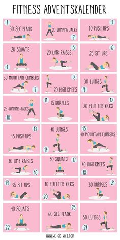 the 25 minute workout plan for beginners is shown in pink and white, with instructions to