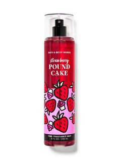 Strawberry Pound Cake Fine Fragrance Mist Cake Perfume, Strawberry Perfume, Strawberry Pound Cake, Bath & Body Works, Pound Cake With Strawberries