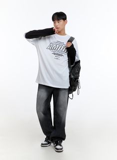 Product Detail Style : Street, Acubi Occasion : Back to school Type : Men Print : Washed Material : Cotton, Denim Fit : Wide fit Cotton100 Color : Black Made in Korea Model Size Model is wearing size L and the color Black. Height : 5'9" | 176cm / Top : M / Bottom : L (30 inch) .prddescription table, .prddescription td, .prddescription th { border : 1px solid black; border-collapse : collapse; padding: 10px; } Size(Inch) Size Waist Hip Thigh Rise Hem Total Length S 29.1" 42.1" 25.2" 11.8" 8.7" 43 Urban Black Jeans With Letter Print, Black Urban Jeans With Letter Print, Black Jeans With Letter Print For Streetwear, Sporty Jeans For Streetwear In Fall, Casual Black Cropped Jeans, Casual Gray Jeans For Streetwear, Casual Winter Jeans For Streetwear, Casual Gray Jeans For Winter, Casual Gray Winter Jeans