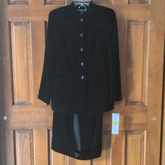 Josephine Chaus Black Blazer And Skirt Set Nwt Size 10 Women's Skirt Length 33.5 Inches Padded Shoulders Velvety Texture Perfect Condition Black Sets For Semi-formal Fall Occasions, Elegant Black Skirt Suit For Formal Occasions, Black Party Sets With Buttons, Black Skirt Suit For Fall Semi-formal Events, Classic Black Skirt Suit For Semi-formal Occasions, Elegant Black Winter Sets, Black Skirt Suit For Semi-formal Fall Events, Black Skirt Suit For Semi-formal Fall Occasions, Elegant Black Long Sleeve Skirt Suit