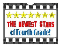 a sign that says the news stars of fourth grade with five stars on top and below it