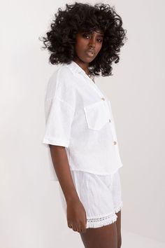 Step into the epitome of summer elegance with our Summer Day Breezy Linen Blend Shirt, designed to elevate your everyday style effortlessly. Crafted from a luxurious linen-cotton blend, this shirt promises not only a delightful texture but also breathability, ensuring you stay cool and comfortable on even the hottest of days. Its smooth, monochromatic fabric and short sleeves exude a sense of freshness and ease, perfectly suited to the laid-back vibes of summer. Featuring a classic collar and bu Cycling Vest, Summer Elegance, Cycling T Shirts, Womens Dress Tops, Cycling Bib Shorts, Womens Jackets Casual, Top Shirt Women, Leggings Kids, Womens Slides