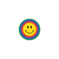 a smiley face in a rainbow colored circle