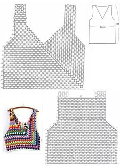 three different patterns to make a top for a woman's tank top, one with an open back and the other with a crochet