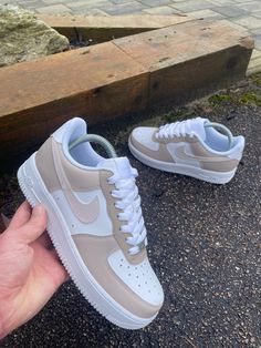 Mocha Brown' AF1 Customs by AF1essentials All of our Customs are Hand Painted & Made to Order - *Durable Leather paint used  *Waterproof  *Matt Finish Product  Our Customs can be ordered in all sizes from Toddlers to Adults - If you cannot find the size you are after, please contact us and we can assist you further!  We use Royal Mail for our Delivery Partners  Our Customs can take anywhere between 1-4 weeks Maximum depending on how busy we are at the time of your order.  Majority of our Orders Custom Nike Shoes Women, Shoes Astethic, Nikes For Women, Cute Aesthetic Shoes, Cute Shoes Aesthetic, Nike Shoes Aesthetic, Cute Shoes Nike, Shoes Ideas For Women, Cute Shoes Sneakers