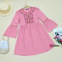 Women's Boho Dress V-Neck Flare Sleeve Embroidery Floral Bohemian Dress Beach Travel Mini Dresses Embroidered V-neck Vacation Dress, Spring Festival Embroidered V-neck Dress, Long Sleeve Floral Embroidery Vacation Dress, Long Sleeve Floral Embroidered Vacation Dresses, Folk Style V-neck Dress For Vacation, Floral Embroidered Mini Dress For Vacation, Long Sleeve Mini Dress With Embroidered Hem For Summer, Summer Mini Dress With Embroidered Hem And Long Sleeves, Vacation Mini Embroidered Dress With Floral Details