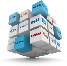 several different logos are stacked on top of each other in the shape of cubes