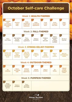 Fall Wellness Challenge, October Self Care Calendar, October Daily Challenge, Autumn Self Care Challenge, October Wellness Challenge, Fall Self Care Challenge, October Self Care Ideas, October Self Care Challenge, November Self Care Challenge