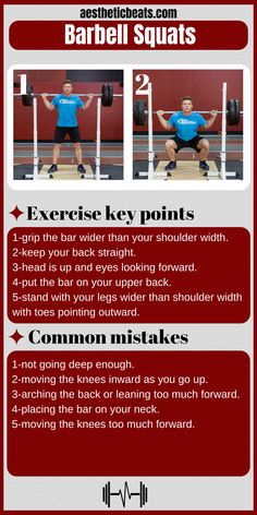 an info sheet describing how to use barbell squats