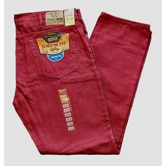 Vintage Y2k Era Men's Dark Red Denim Jordache Jeans, Relaxed Fit. New With Tags! These Are Deadstock From A Store That Closed In The Early 2000s. Label Size Is 40x36. Actual Measurements: Waist 19.75" Inseam " 35" Rise 14" Cuff Width 9" Take A Look At The Photos And Feel Free To Message Me With Questions. 90s Red Straight Leg Jeans, 90s Style Red Cotton Jeans, Retro Fitted Red Jeans, Retro Red Cotton Jeans, Red Jeans Men, 2000s Jeans, Jordache Jeans, Men’s Bootcut Jeans, Vintage Cotton Jeans Pre-washed