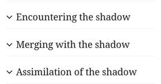 three different types of words in black and white, one with the word'encountering the shadow '