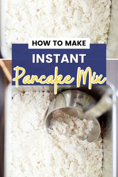 how to make instant pancake mix in a casserole dish with text overlay