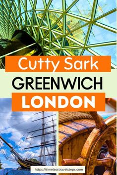 the cover of cutty sark greenwich london with pictures of ships and palm trees